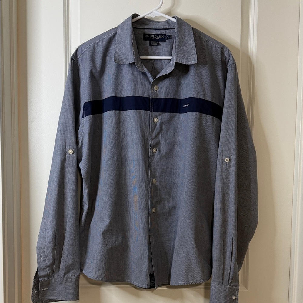 U.S. Polo Assn. Blue and Gray Button-Down Shirt